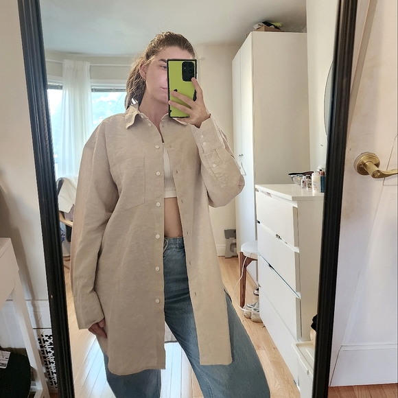 H&M Tops - BNWT H&M Linen Cotton Blend Botton Down Shirt, US S